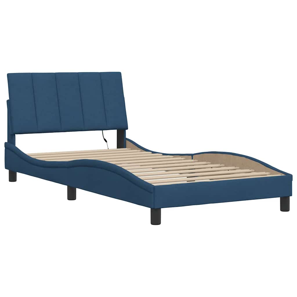 Vidaxl bedframe zonder matras hanko 100x200 cm stof blauw