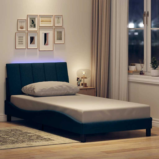 Vidaxl bedframe zonder matras hanko 100x200 cm stof blauw