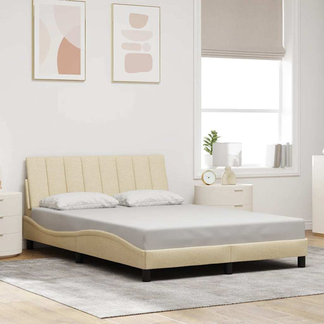 Vidaxl bedframe zonder matras hanko 120x200 cm stof crèmekleurig