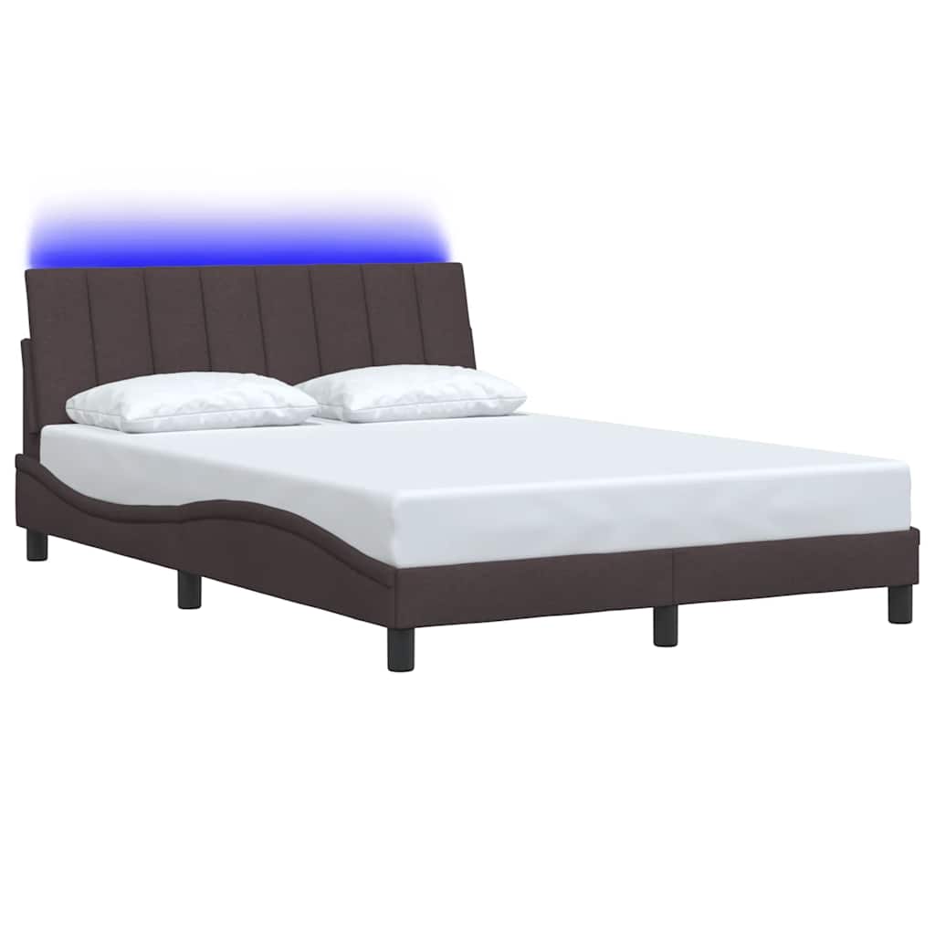 Vidaxl bedframe zonder matras hanko stof donkerbruin 140x190 cm