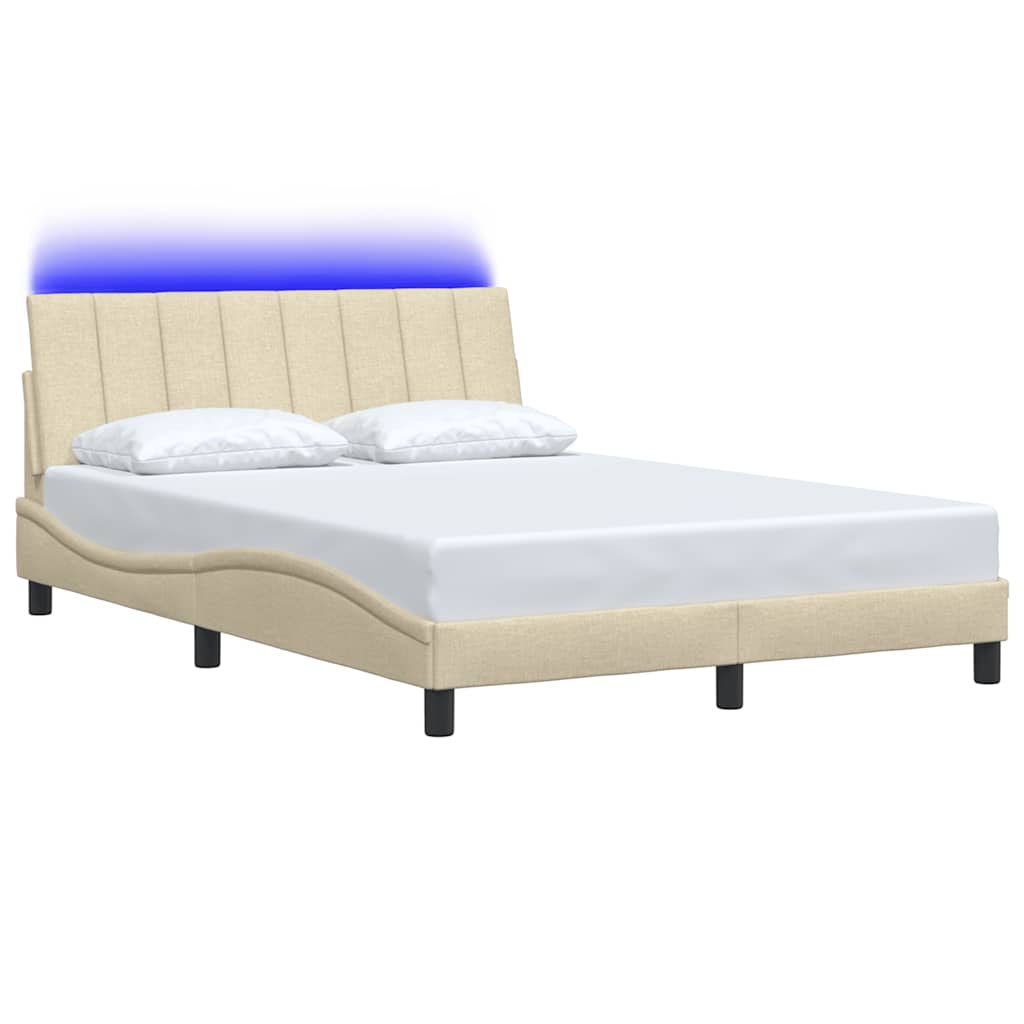 Vidaxl bedframe zonder matras hanko stof crèmekleurig 140x190 cm