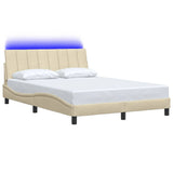 Vidaxl bedframe zonder matras hanko stof crèmekleurig 140x190 cm