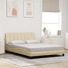 Vidaxl bedframe zonder matras hanko stof crèmekleurig 140x190 cm