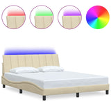 Vidaxl bedframe zonder matras hanko stof crèmekleurig 160x200 cm