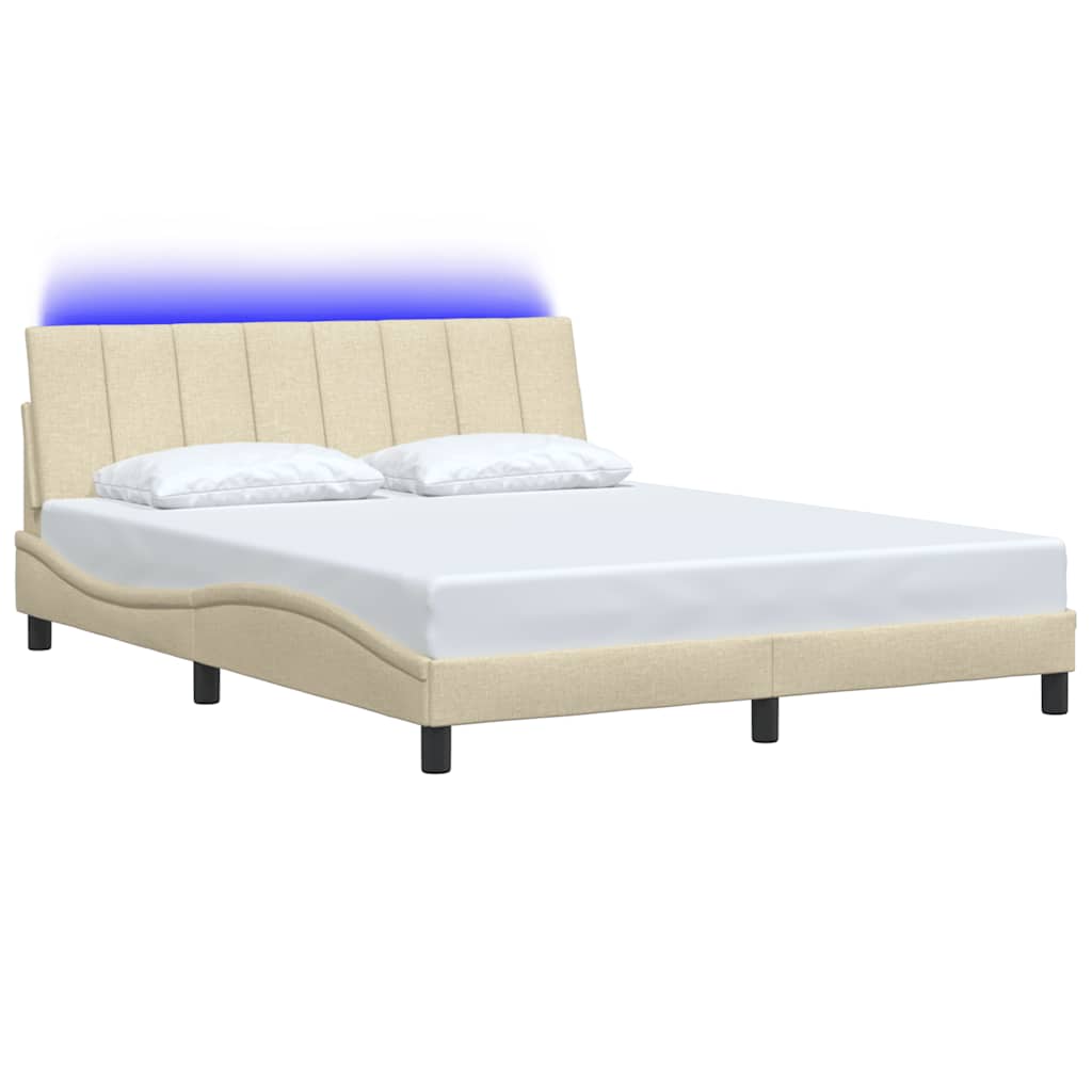 Vidaxl bedframe zonder matras hanko stof crèmekleurig 160x200 cm