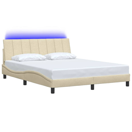 Vidaxl bedframe zonder matras hanko stof crèmekleurig 160x200 cm