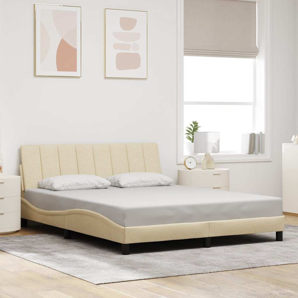 Vidaxl bedframe zonder matras hanko stof crèmekleurig 160x200 cm