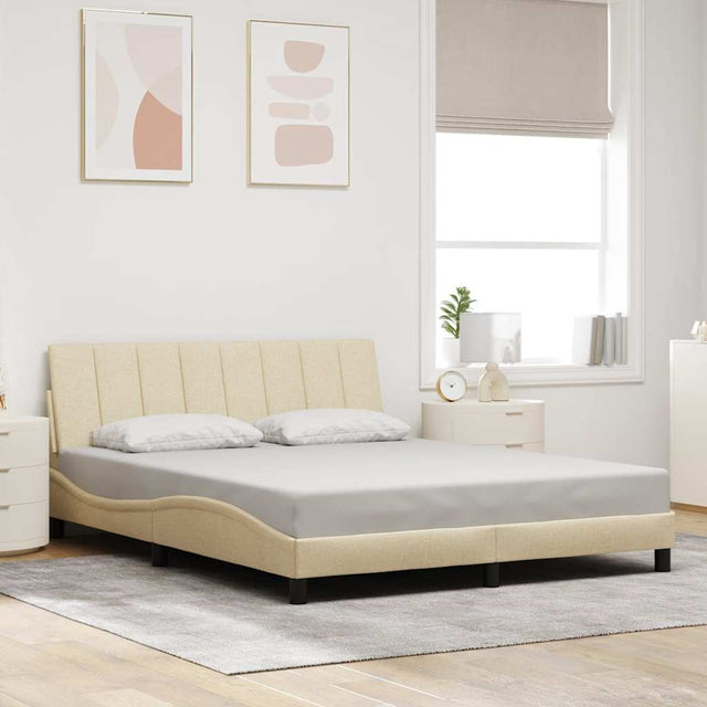 Vidaxl bedframe zonder matras hanko stof crèmekleurig 160x200 cm