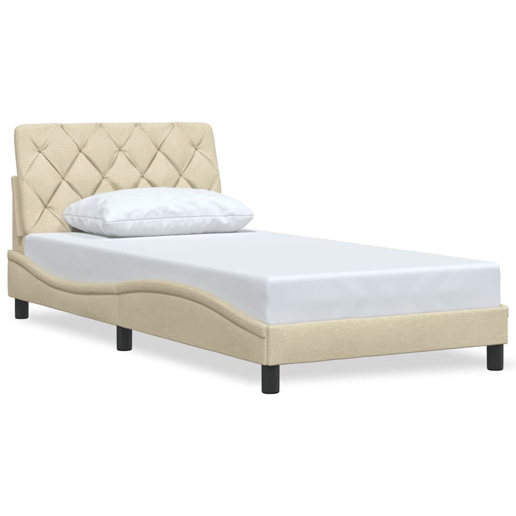 Vidaxl bedframe zonder matras 100x200 cm stof crèmekleurig