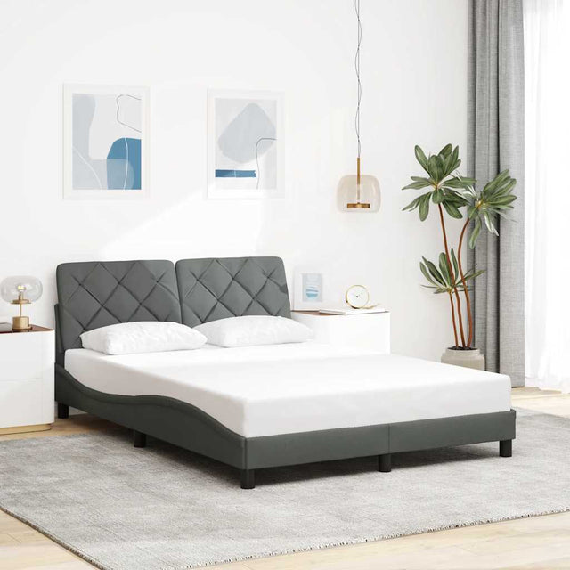 Vidaxl bedframe zonder matras stof donkergrijs 140x190 cm