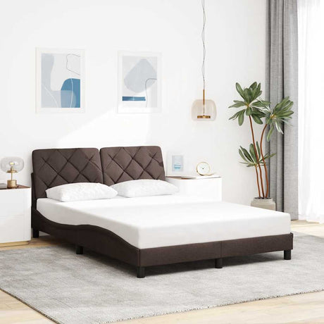 Vidaxl bedframe zonder matras stof donkerbruin 140x190 cm
