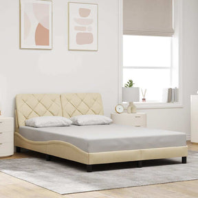 Vidaxl bedframe zonder matras stof crèmekleurig 140x190 cm