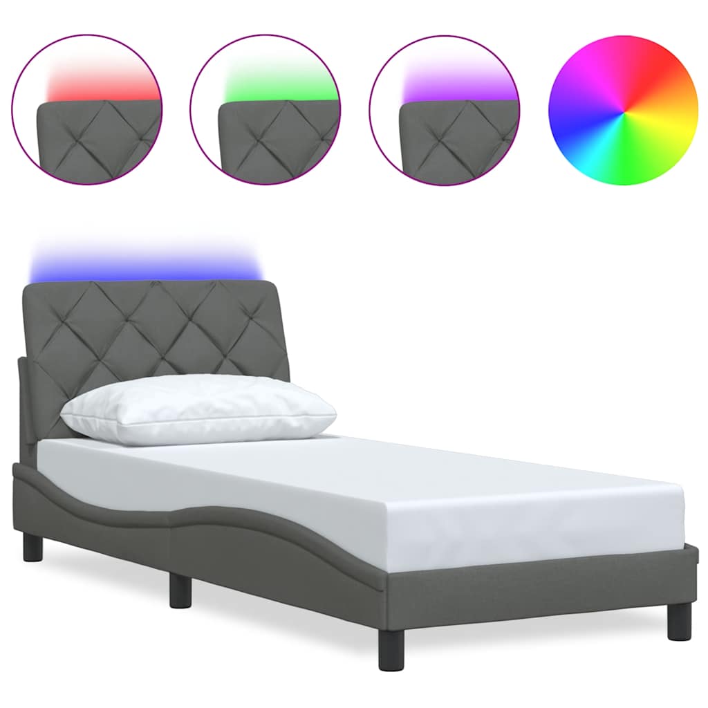 Vidaxl bedframe met led zonder matras 80x200 cm stof donkergrijs