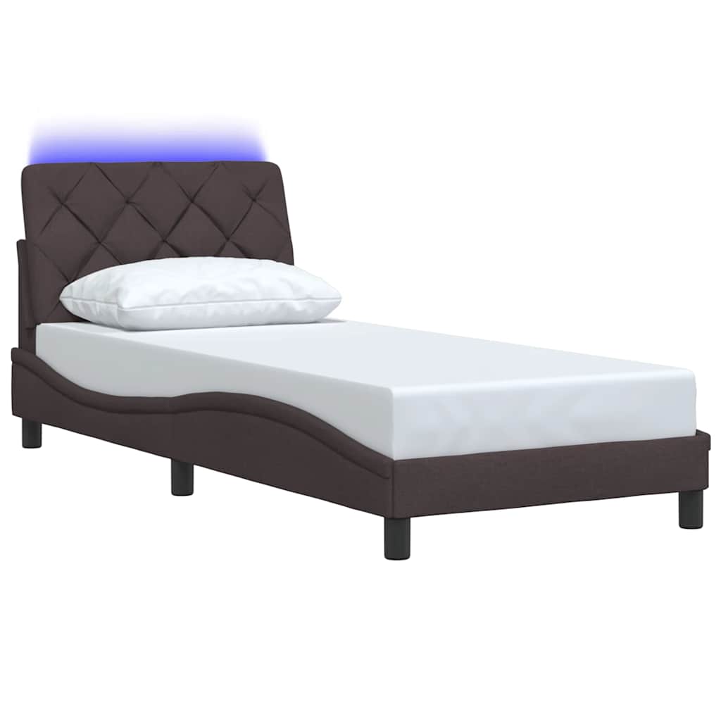 Vidaxl bedframe met led zonder matras 90x200 cm stof donkerbruin