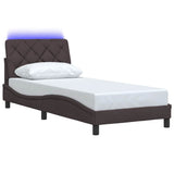 Vidaxl bedframe met led zonder matras 90x200 cm stof donkerbruin