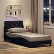 Vidaxl bedframe met led zonder matras 90x200 cm stof donkerbruin