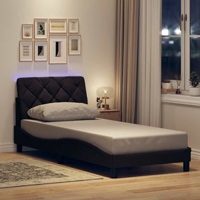 Vidaxl bedframe met led zonder matras 90x200 cm stof donkerbruin