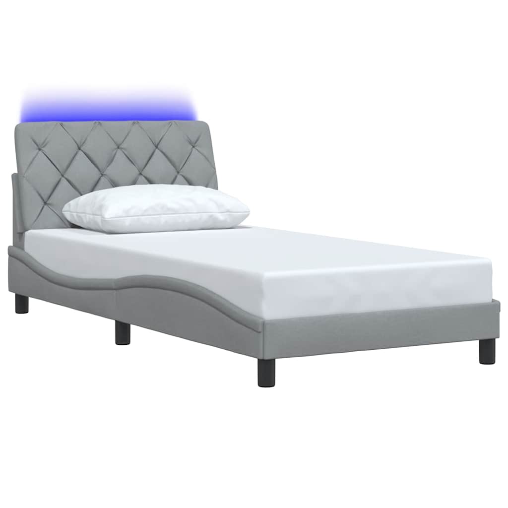 Vidaxl bedframe met led zonder matras stof 100x200 cm lichtgrijs