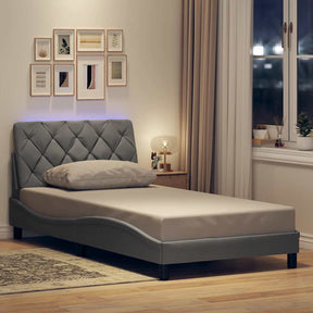 Vidaxl bedframe met led zonder matras stof 100x200 cm lichtgrijs
