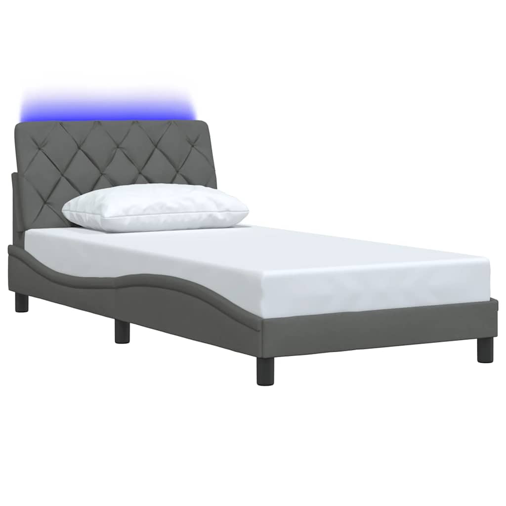 Vidaxl bedframe met led zonder matras 100x200 cm stof donkergrijs