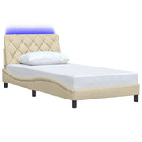 Vidaxl bedframe met led zonder matras 100x200 cm stof crème