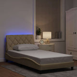 Vidaxl bedframe met led zonder matras 100x200 cm stof crème