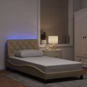 Vidaxl bedframe met led zonder matras 100x200 cm stof crème