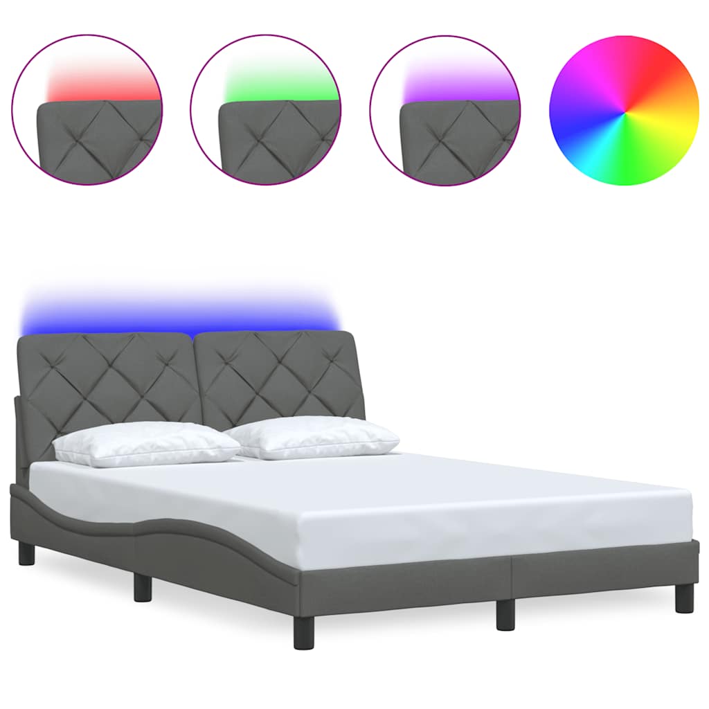 Vidaxl bedframe met led zonder matras 120x200 cm stof donkergrijs