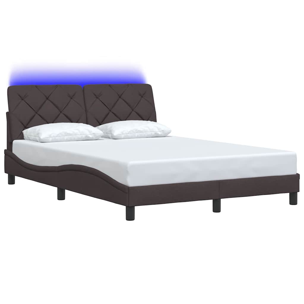 Vidaxl bedframe met led zonder matras 120x200 cm stof donkerbruin