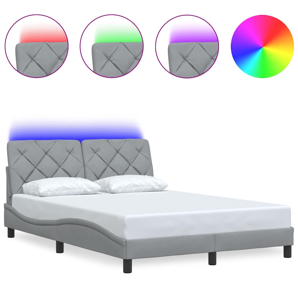 Vidaxl bedframe met led zonder matras stof 140x190 cm lichtgrijs