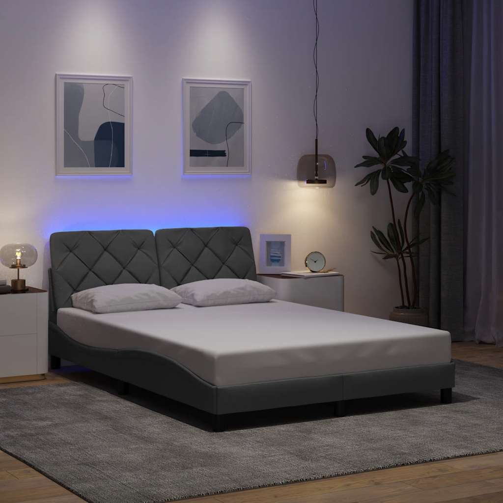 Vidaxl bedframe met led zonder matras stof 140x190 cm lichtgrijs
