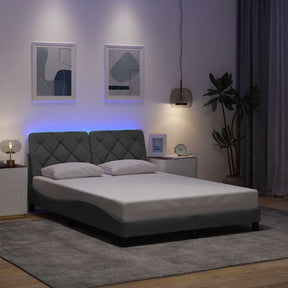 Vidaxl bedframe met led zonder matras stof 140x190 cm lichtgrijs