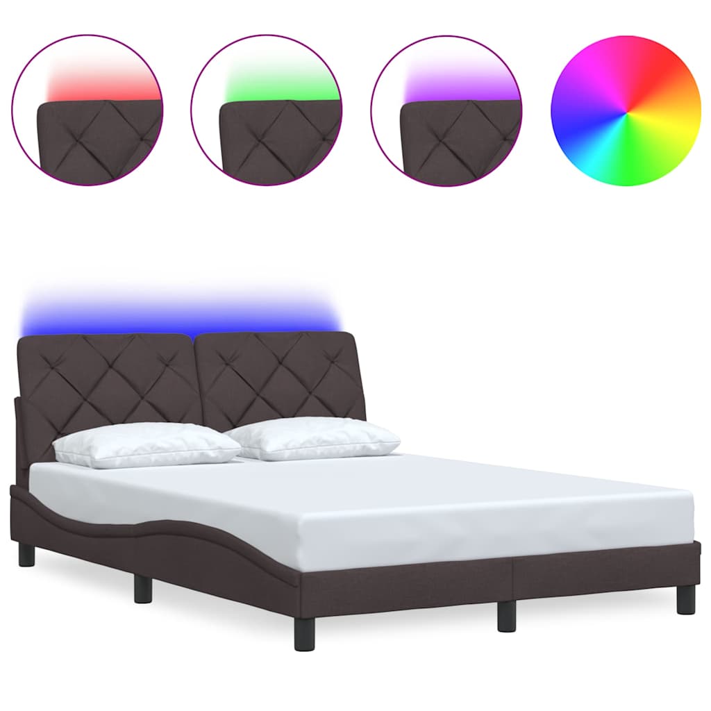 Vidaxl bedframe met led zonder matras 140x190 cm stof donkerbruin