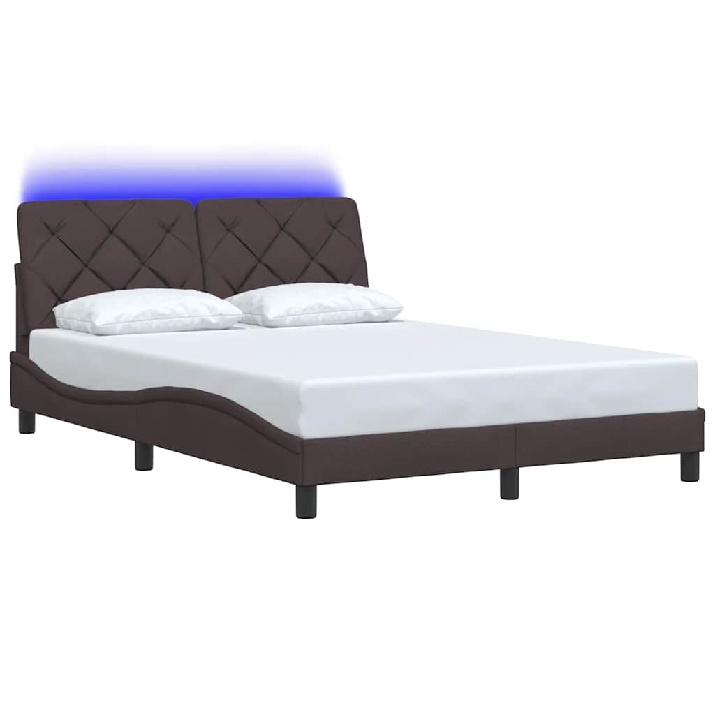 Vidaxl bedframe met led zonder matras 140x190 cm stof donkerbruin