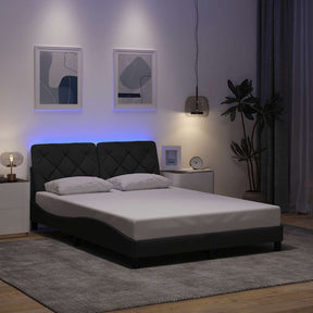 Vidaxl bedframe met led zonder matras 140x200 cm stof donkergrijs