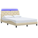 Vidaxl bedframe met led zonder matras 140x200 cm stof crème