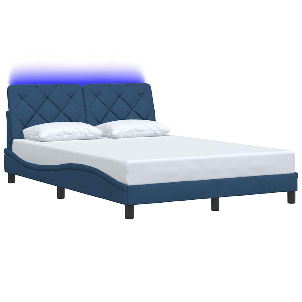 Vidaxl bedframe met led zonder matras 140x200 cm stof blauw