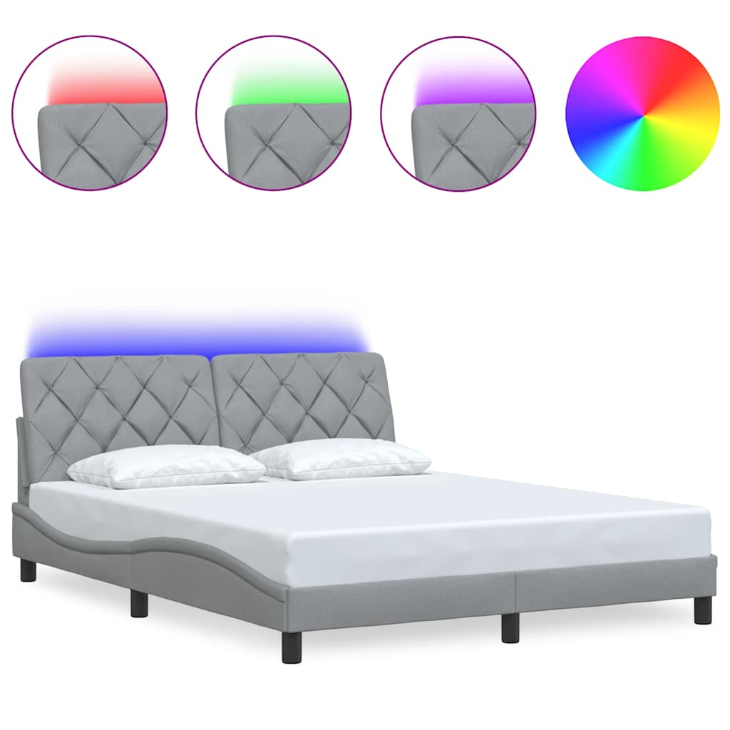 Vidaxl bedframe met led zonder matras 160x200 cm stof lichtgrijs