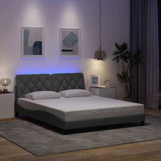 Vidaxl bedframe met led zonder matras 160x200 cm stof lichtgrijs