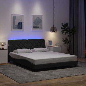 Vidaxl bedframe met led zonder matras 160x200 cm stof donkergrijs