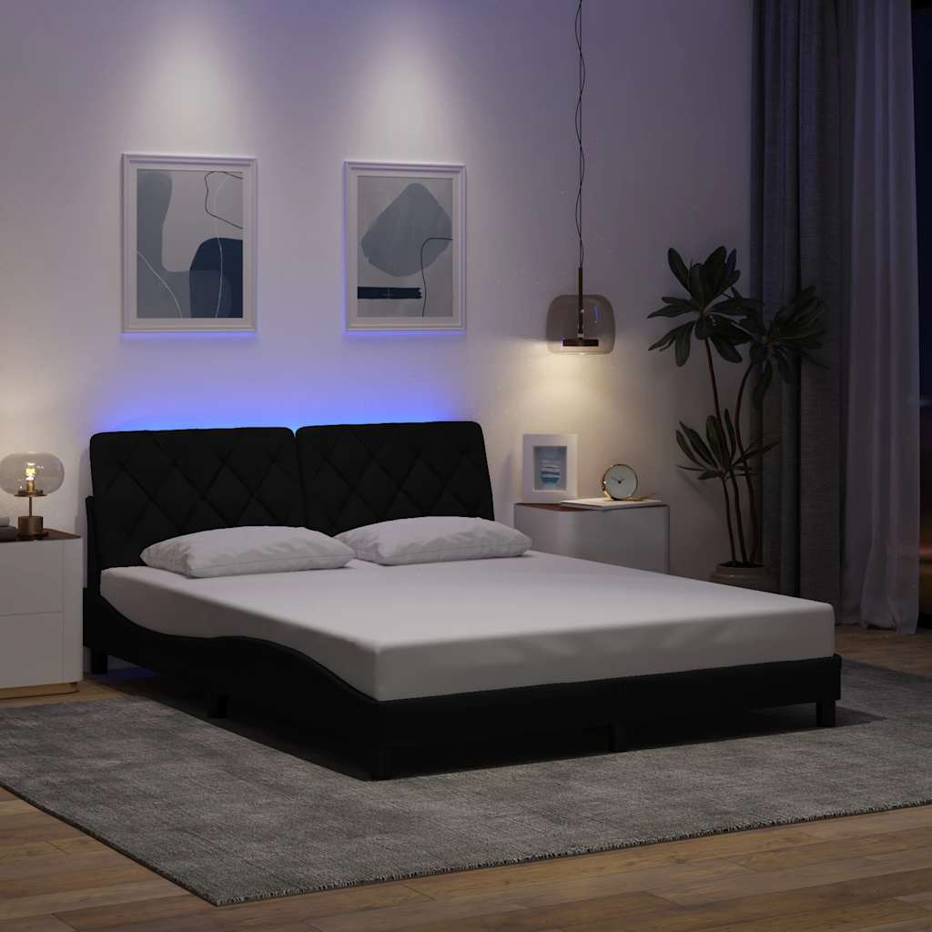 Vidaxl bedframe met led zonder matras 160x200 cm stof zwart