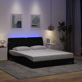 Vidaxl bedframe met led zonder matras 160x200 cm stof zwart