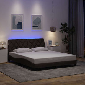 Vidaxl bedframe met led zonder matras 160x200 cm stof donkerbruin