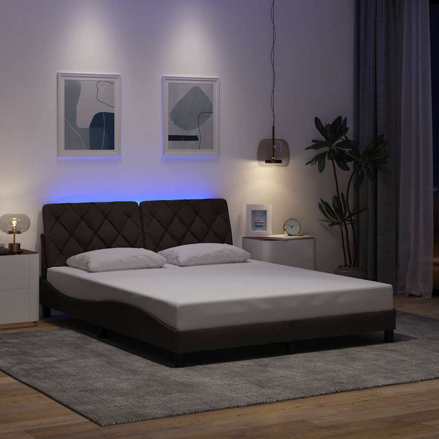 Vidaxl bedframe met led zonder matras 160x200 cm stof donkerbruin