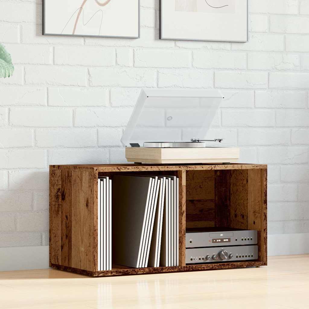 Vidaxl lp opbergbox 69,5x34x36 cm bewerkt hout oud houtkleurig