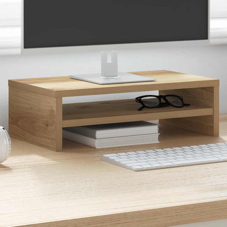 VidaXL Monitorständer 42x24x13 cm, handgefertigtes Holz, handwerkliche Eichenfarbe