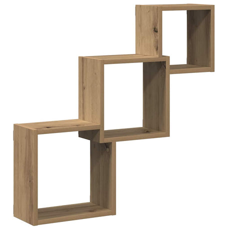 Vidaxl wandplanken kubus 68x15x68cm bewerkt hout artisanaal eikenkleur