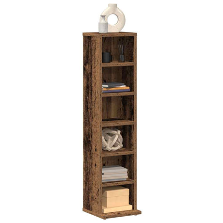 Vidaxl cd-kast 21x20x88 cm bewerkt hout oud houtkleurig