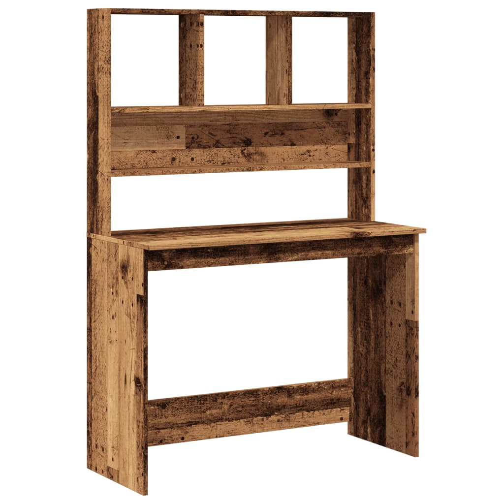 Vidaxl bureau met schappen 102x45x148 cm bewerkt hout oud houtkleurig