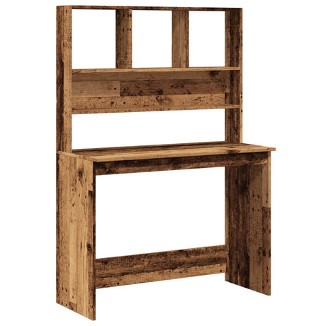 Vidaxl bureau met schappen 102x45x148 cm bewerkt hout oud houtkleurig